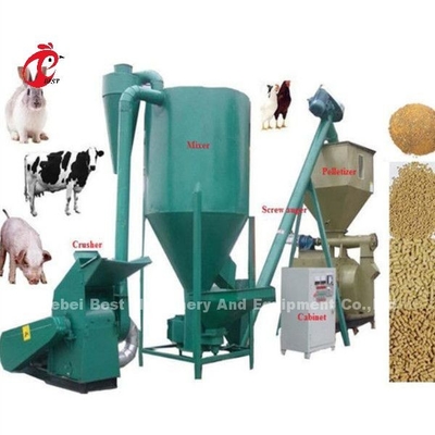 粉砕機が付いているハンマーの飼料工場機械および家禽のアニマル・ファーム220V 6KW Adaのためのミキサー